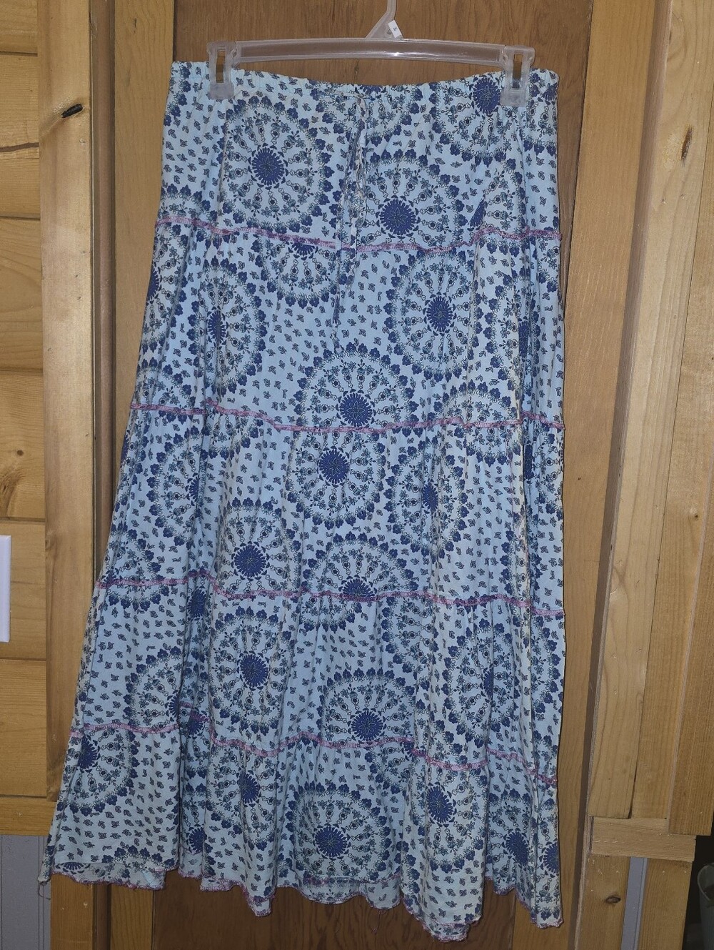 Bette du joir womens large cotton floral boho hippie drawstring maxi skirt